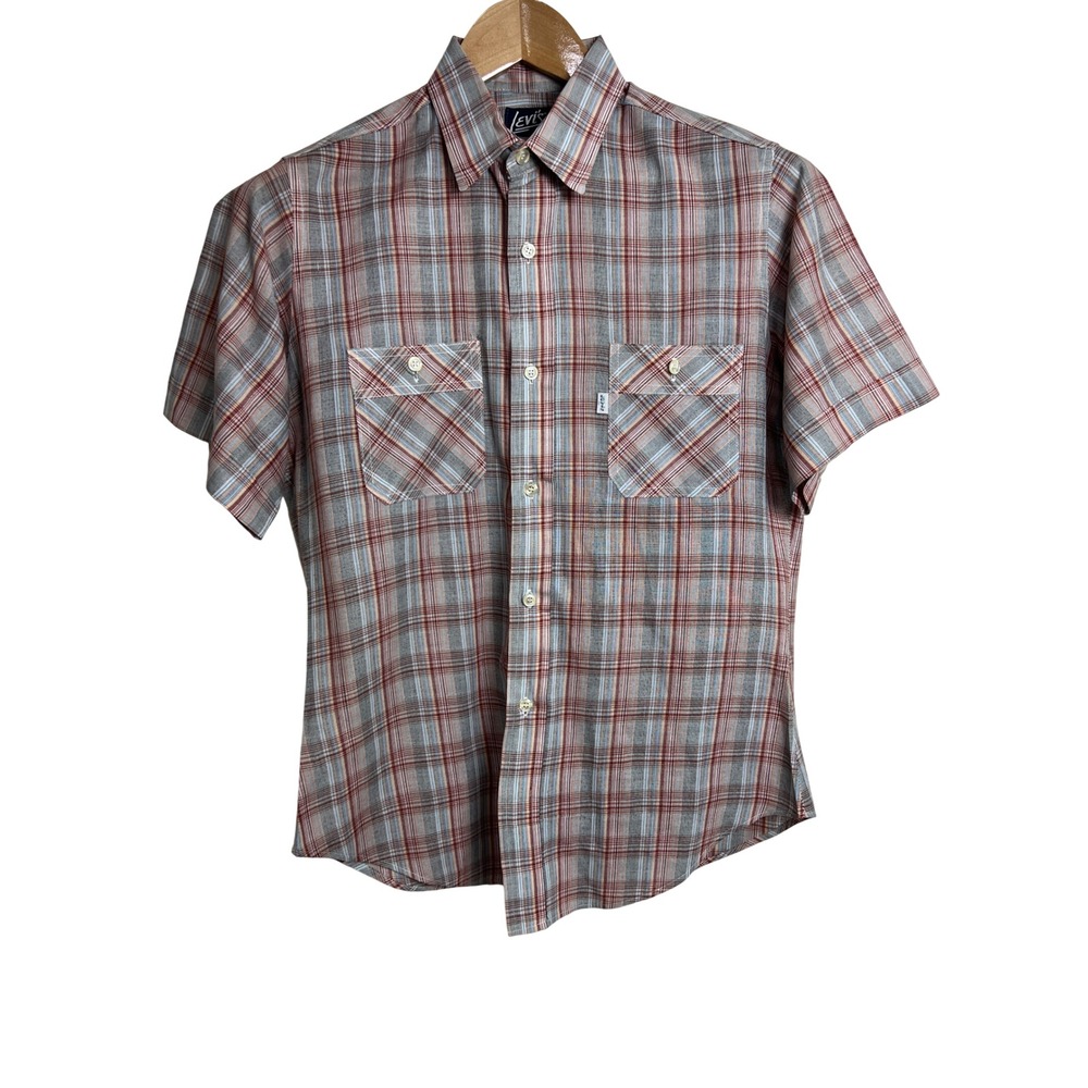 Levi's Button Up Mens Large Multicolor Plaid Tapered‎ Fit Vintage Shirt A28